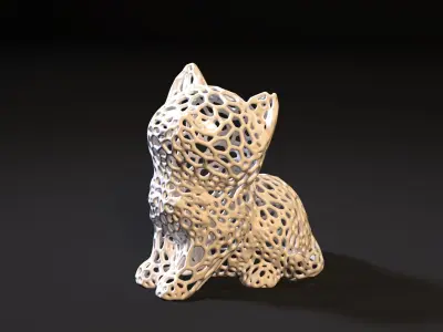 Kitten Voronoi 3D print model