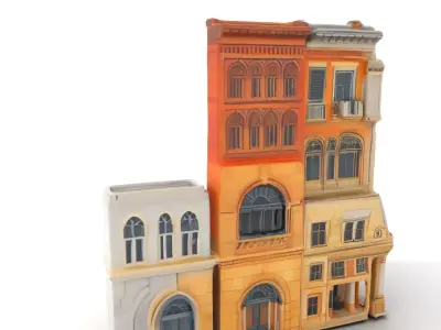 Elegant Architectural Facade model pack Low-poly 3D model