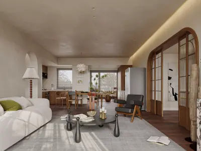 modern living room dining room interior scenes 42 3D model