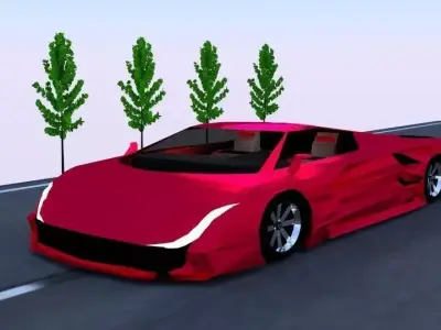 Supercar SS6 Low-poly 3D model