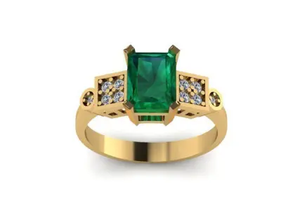 Emerald Diamond Ring Jewellery for Women 3D print model