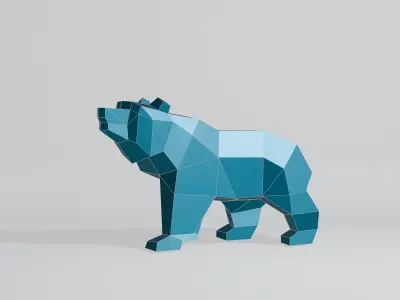 Polygonal Bear Low-poly 3D model