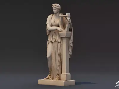 Muse with Lyre Statue Low-poly 3D model