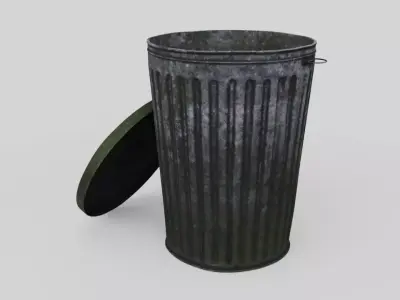 Dustbin 3 Textured Old 3D model