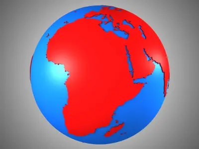 Solid Color Blue Red Globe 3D model