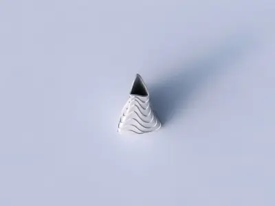 Vase twist grounded tilted triangle with horizontal wavy layers 3D print model