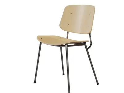 Soborg Metal Base Chair-lacquered oak and Chromed Low-poly 3D model