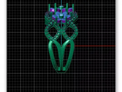 marquise emerald and round jewelry ring 3D print model