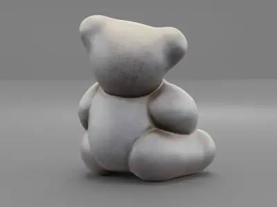 Ceramic Teddy bear with heart Low-poly 3D model