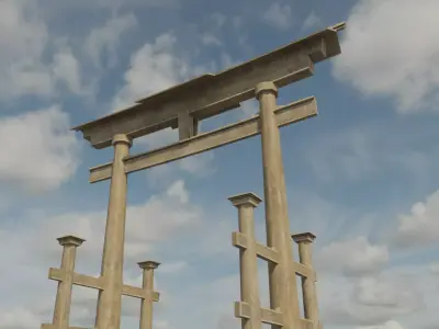 Low Poly PBR Torii Gate Low-poly 3D model