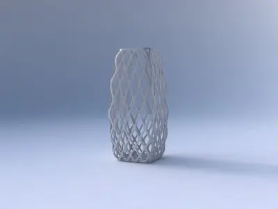 Vase rectangle with diagonal grid lattice 3D print model
