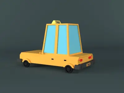 lowpoly taxi car Low-poly 3D model