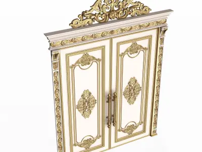 Carved Door Classic 01401 White Low-poly 3D model