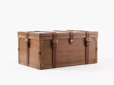 Vintage Wooden Trunk Model Pack for Decor Apps Low-poly 3D model