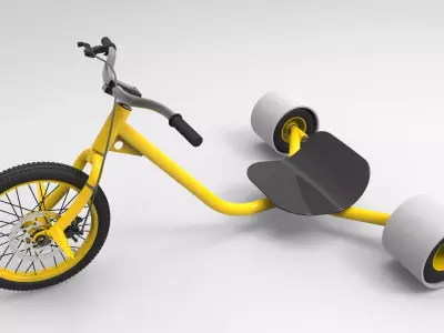 Drift-trike tricycle with two wheels 3D model