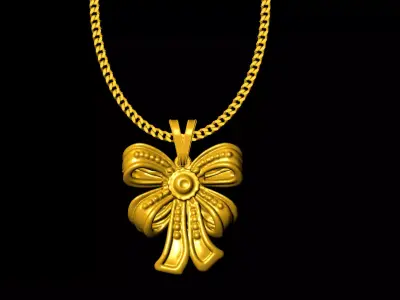 Bow pendant charms - one inch pendant 3D print model