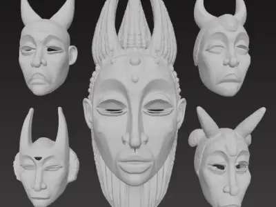 African Tribal Mask Collection 3D print model