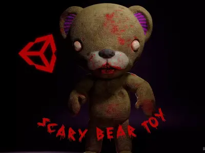 Scary bear toy Low-poly 3D model