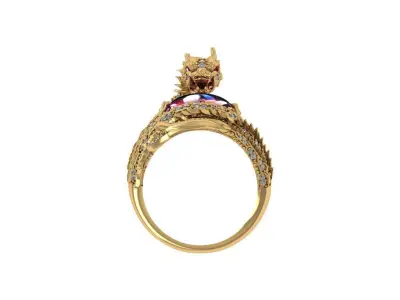 Dragon Ring Hugging Stone 3D print model