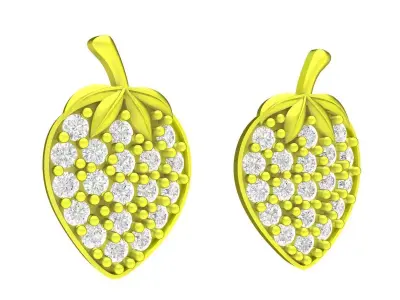 A4647 Diamond Strawberry Stud Earrings 3D Model 3D print model