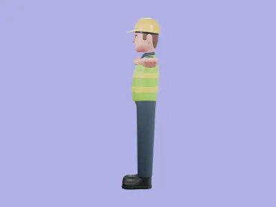 Stylized 3D Male Engineer Character - Cartoon Construction Man 3D model