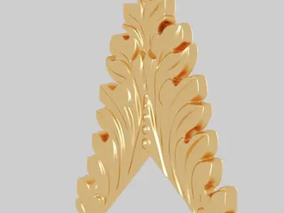 Classic 3D motifs inlaid with gold frame 3D model get