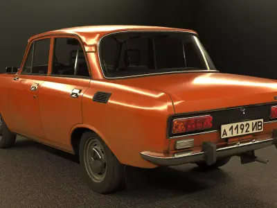 Retro Sedan AZLK 2140 Moskvitch Low-poly 3D model