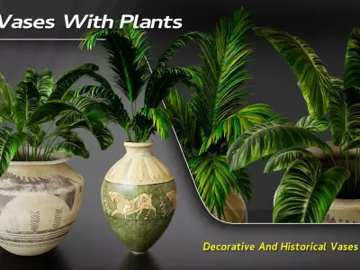 15 Decorative Vase With Plants 3D model