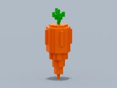 Voxel Carrot Low-poly 3D model