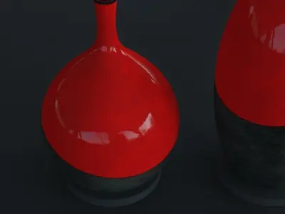 Package 2 Vases -  Concrete and  Ceramic - 100 cm and 60 cm high 3D model