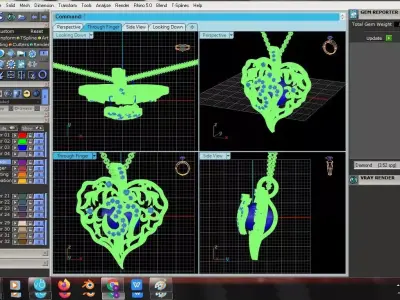 Luxury Heart Shape Diamond Pendant CAD Design STL 3DM 3D print model