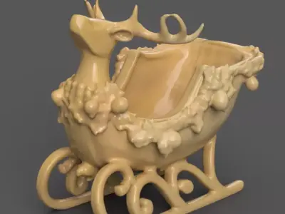 Santa Sleigh Christmas Decorations planter - vase - garden 8 3D print model