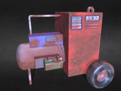 Old Portable Generator Low-poly 3D model