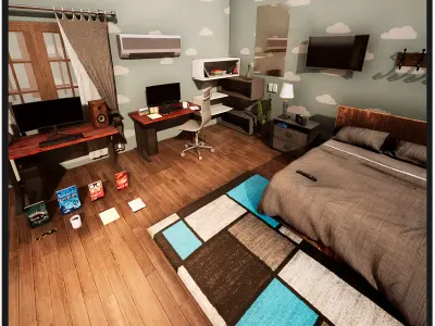 Bedroom  Prop Package Low-poly 3D model