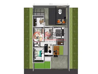 House 10x18m code 518 - Sketchup 3D model 3D model 3D model purchase