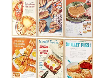 Retro Food Posters for Cafe or Restaurant 3D model