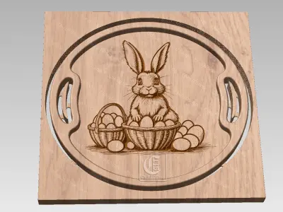 Easter Bunny Tray 4 - Digital Files for CNC Router 3D model