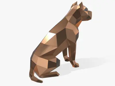 pit bull low poly 3D print model
