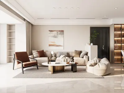 Modern light luxury living room 3D model order