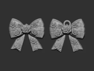 valentines rose ribbon bow  3D print model