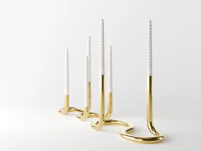 candleholder mars brass 3D model