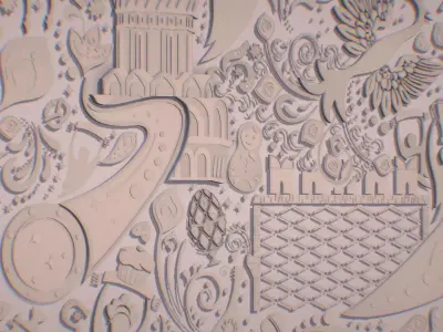 Russian ornament geometric tile decoration beige 3D model