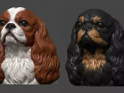 English Toy Spaniel bust 3D print model