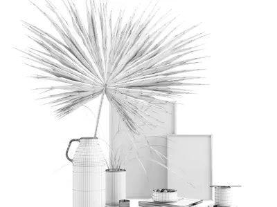 Decorative set with dryed palm 3D model