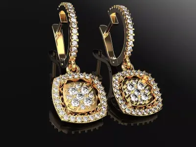 Earrings pair of with diamonds 3D model