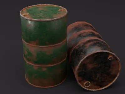 Barrel two rusty barrels Free low-poly 3D model