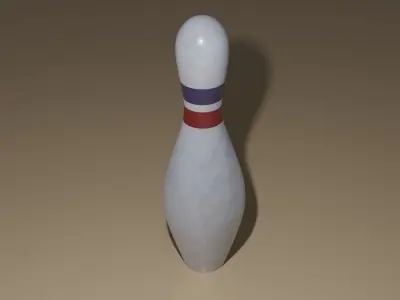Bowling pin with red and blue lanes Low-poly 3D model