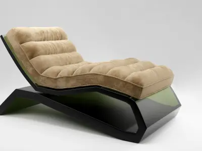 Modern standard chais long size Low-poly 3D model