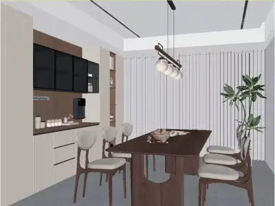 Modern Minimalist Dining Room 3D model