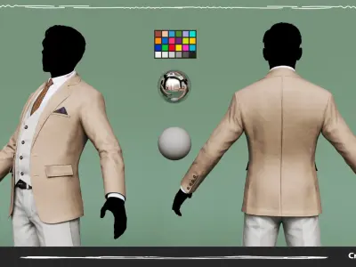 Men Pans with Shirt Blazer and Shoes Vest Creamy Brown Low-poly 3D model